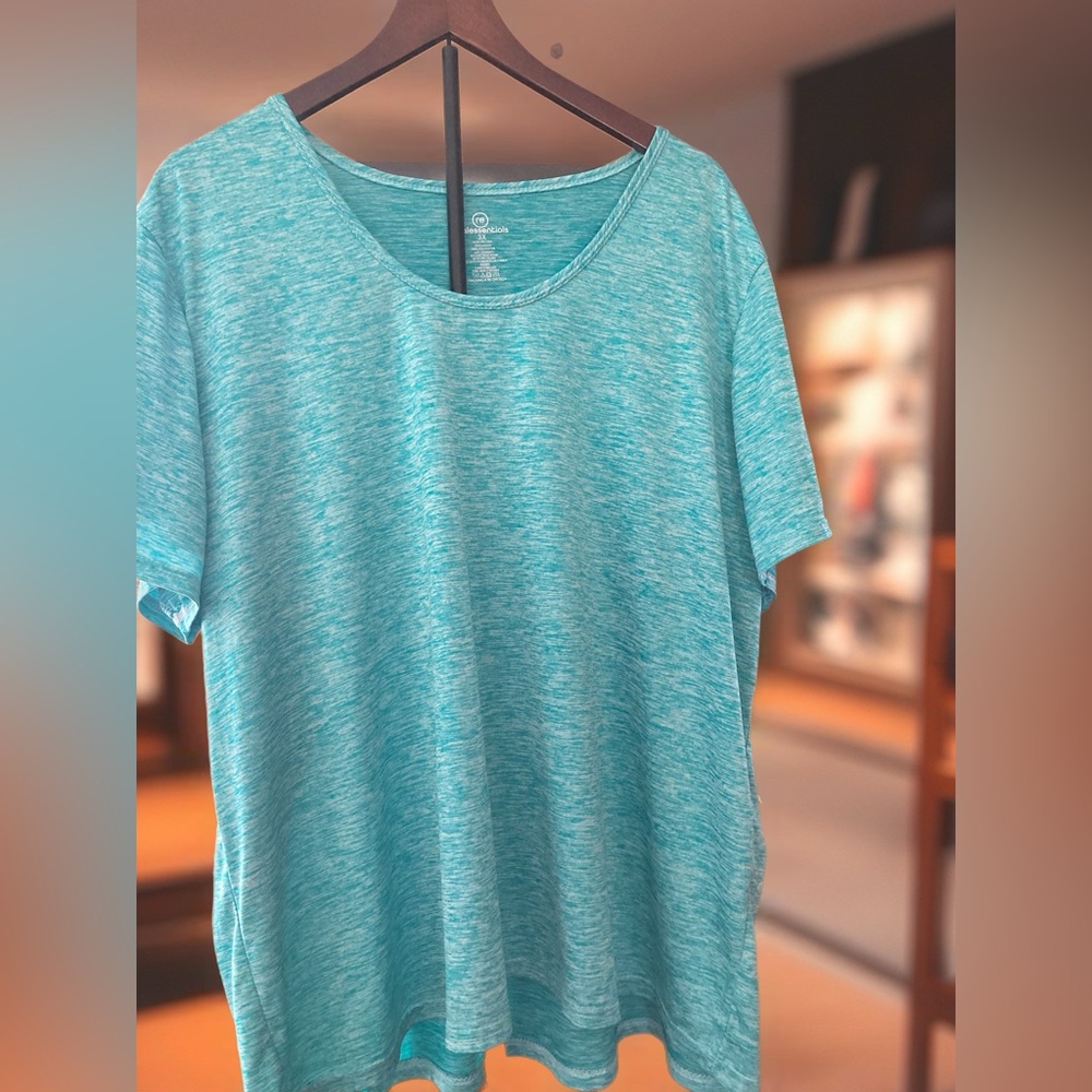 Plus Size 2 Piece Women's Blue Heathered Workout Tops